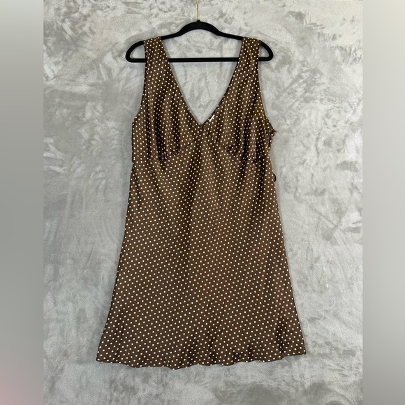 Pink by Frankie’s bikinis brown polka dot mini satin babydoll dress - Picture 10 of 12